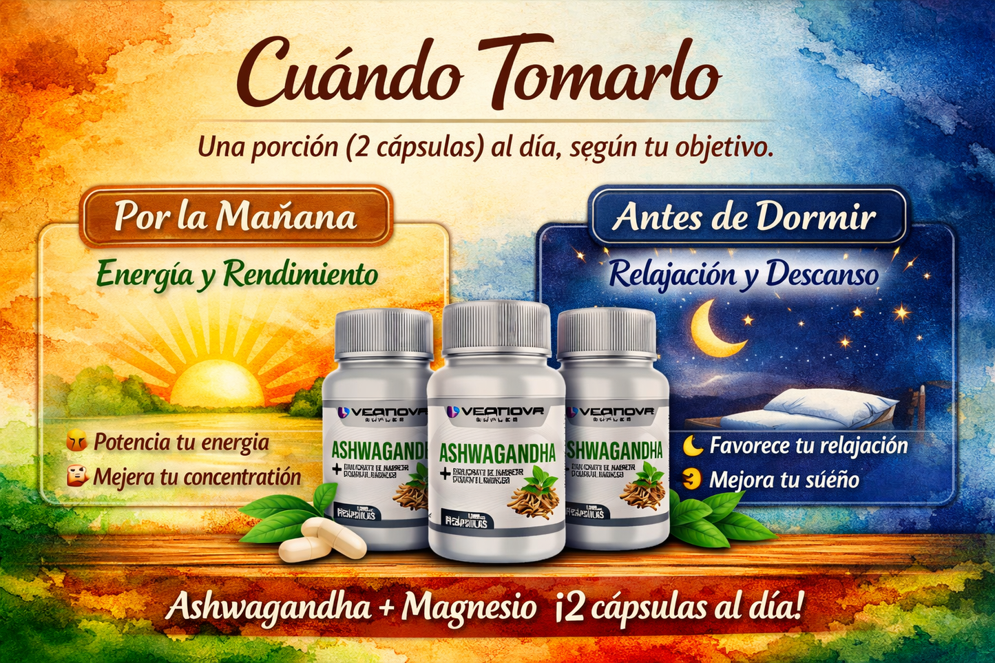 PACK X3 Ashwagandha + Magnesio 1000mg