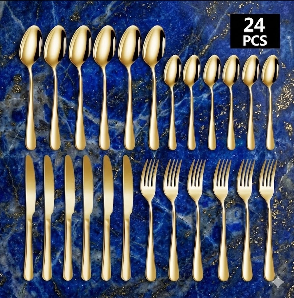 Juego De Cubiertos ACERO DORADO