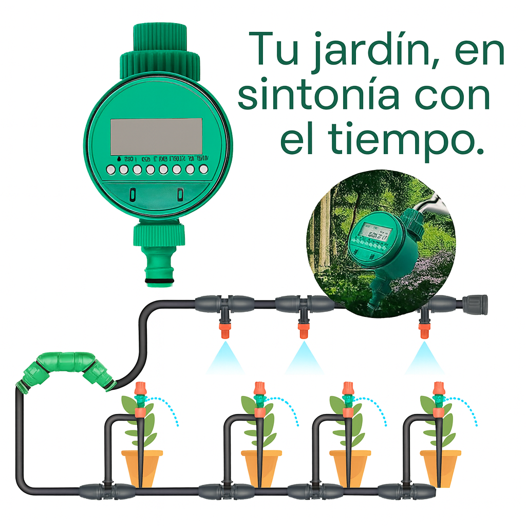 🌱 Temporizador de Riego Digital + Sistema de Micro Goteo