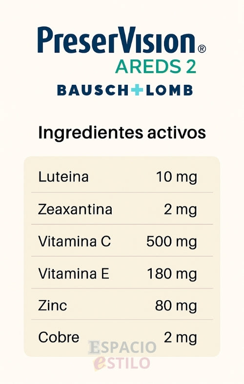 Suplemento para la salud de la vision PRESERVISION AREDS 2®