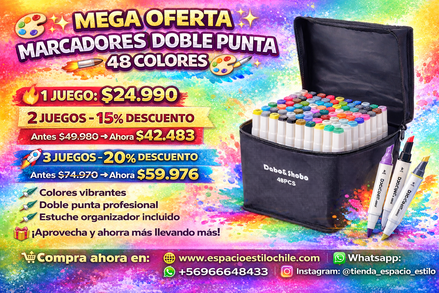 AURORA COLORS :Plumones de Doble Punta