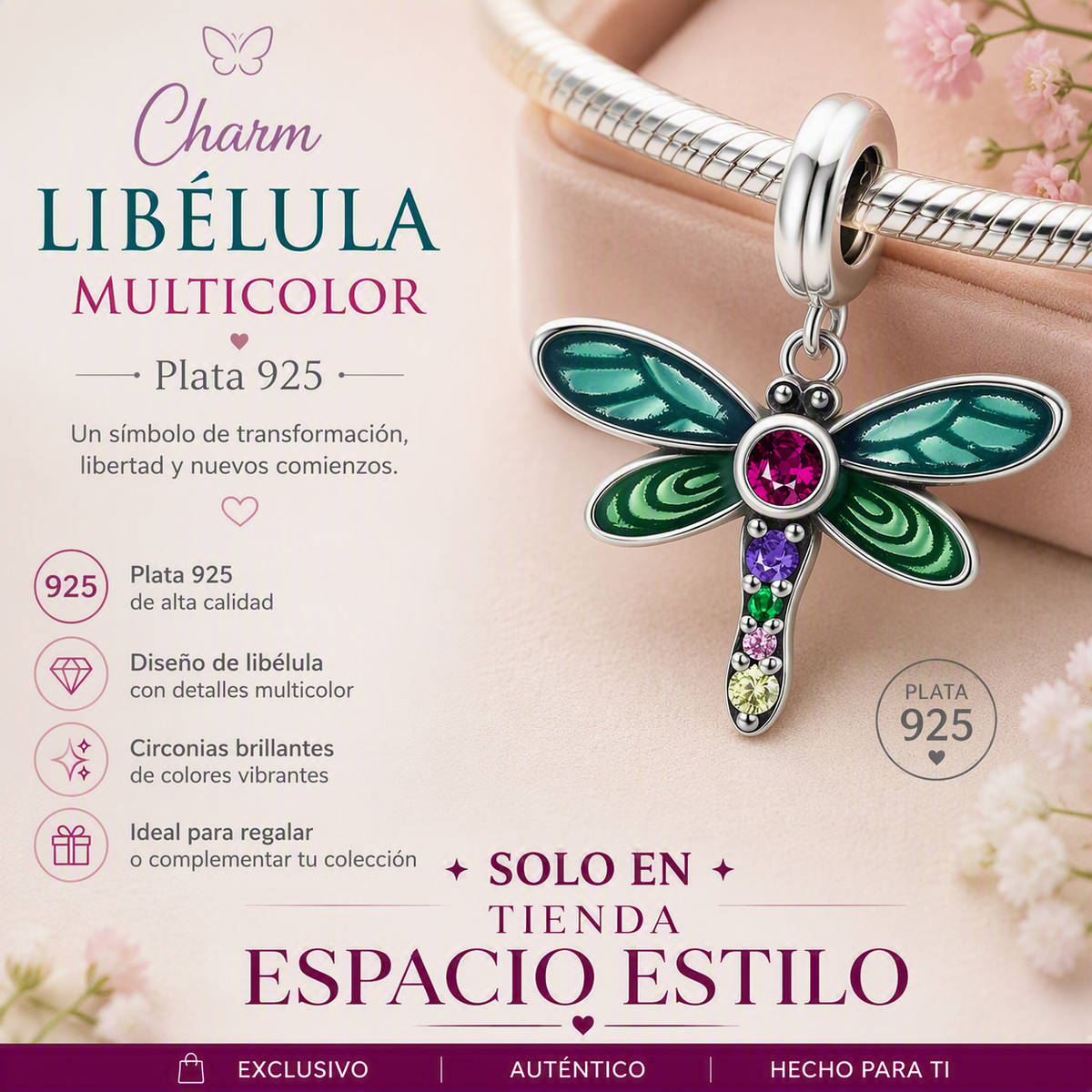 Charm Dije Plata 925 Libelula