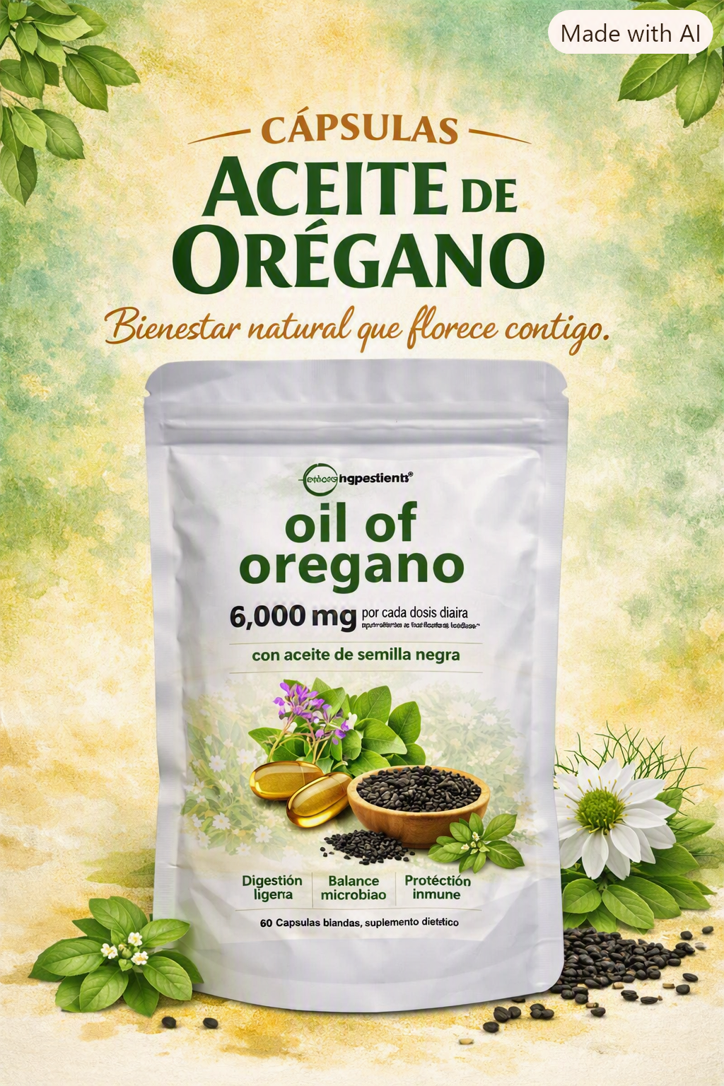 Cápsulas Aceite Orégano 6000 Mg