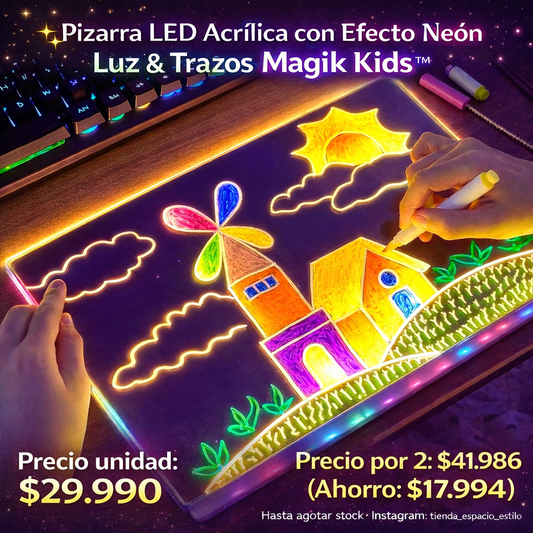 🌈✨ Pizarra Luminosa LED:  Luz & Trazos Magik Kids™