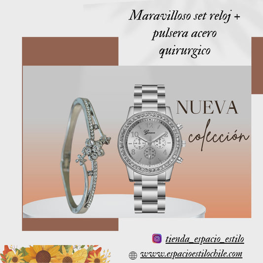RELOJ + PULSERA ACERO®